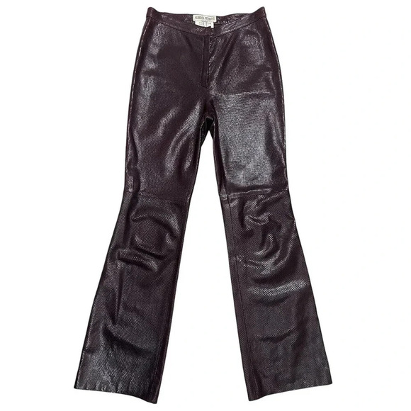Alberta Ferretti Flared straight leg Leather Pants High waisted Retro Vintage 8 - Picture 2 of 8